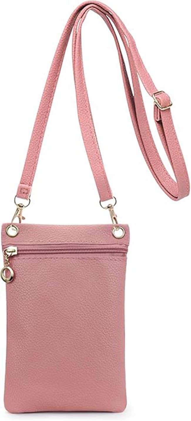 Pink Lychee Texture Phone Bag with Shoulder Strap, 19cm x 12.5cm V1188-MS-325-1869