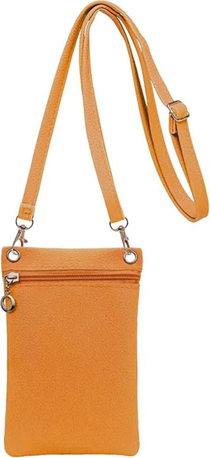 19cm x 12.5cm Mobile Phone Bag with Shoulder Strap, Lychee Texture Handbag in Yellow V1188-MS-325-1870