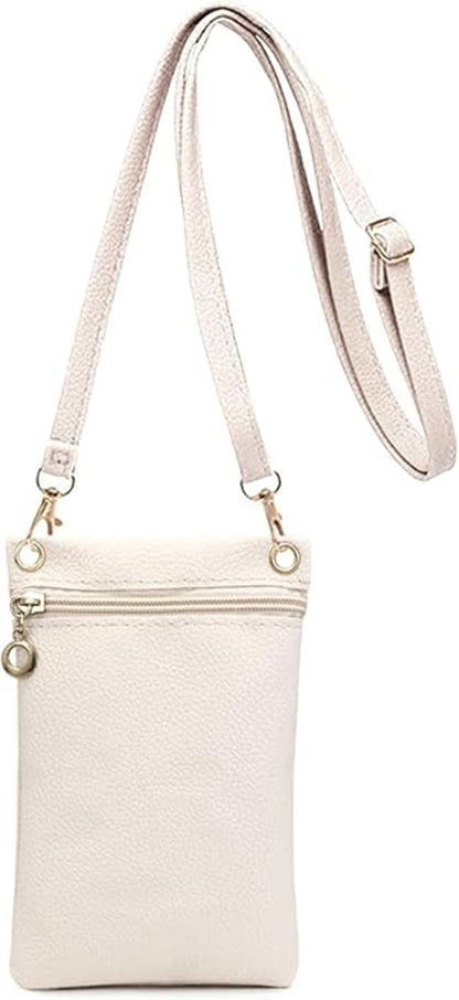 White Lychee Texture Phone Bag with Shoulder Strap, 19cm x 12.5cm V1188-MS-325-1871