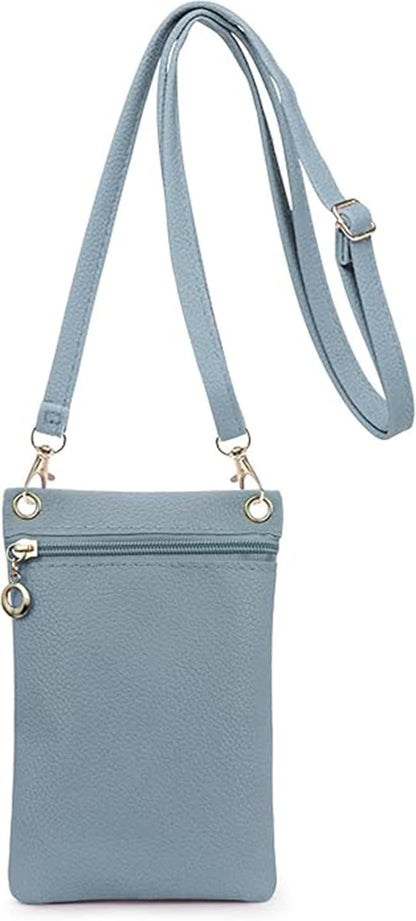 1 Lychee Texture Phone Bag with Shoulder Strap, 19cm x 12.5cm, Blue V1188-MS-325-1872