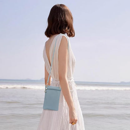 1 Lychee Texture Phone Bag with Shoulder Strap, 19cm x 12.5cm, Blue V1188-MS-325-1872