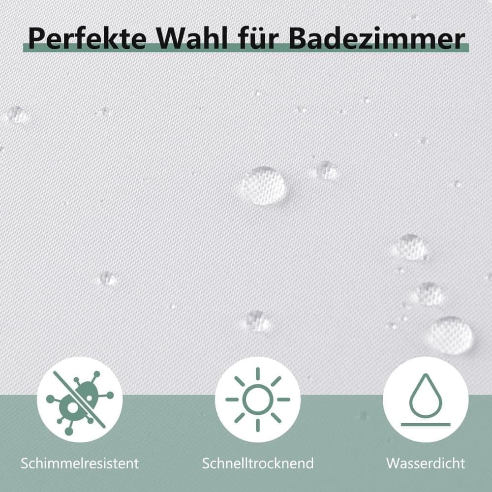 Waterproof Shower Curtain 180x180cm, Light Blue, Quick-Drying Mold Resistant, Compatible with Outdoor Shower V1188-MS-325-1877