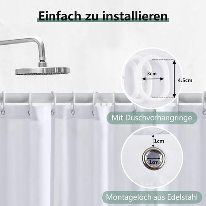 Waterproof Shower Curtain 180x180cm, Light Blue, Quick-Drying Mold Resistant, Compatible with Outdoor Shower V1188-MS-325-1877