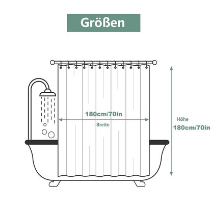 Waterproof Shower Curtain 180x180cm, Light Blue, Quick-Drying Mold Resistant, Compatible with Outdoor Shower V1188-MS-325-1877