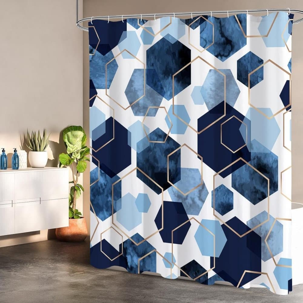 Bohemian Waterproof Mildew Resistant Shower Curtain with Marble Pattern, 71x72 inches V1188-MS-325-1879