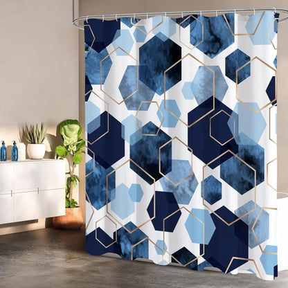 Bohemian Waterproof Mildew Resistant Shower Curtain with Marble Pattern, 71x72 inches V1188-MS-325-1879