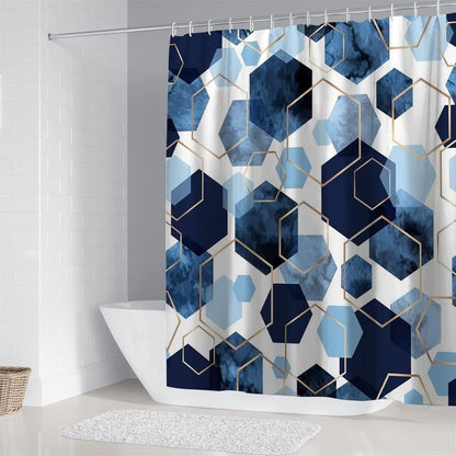 Bohemian Waterproof Mildew Resistant Shower Curtain with Marble Pattern, 71x72 inches V1188-MS-325-1879