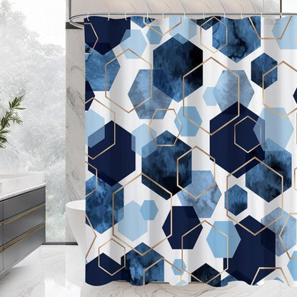 Bohemian Waterproof Mildew Resistant Shower Curtain with Marble Pattern, 72x72 inches V1188-MS-325-1880