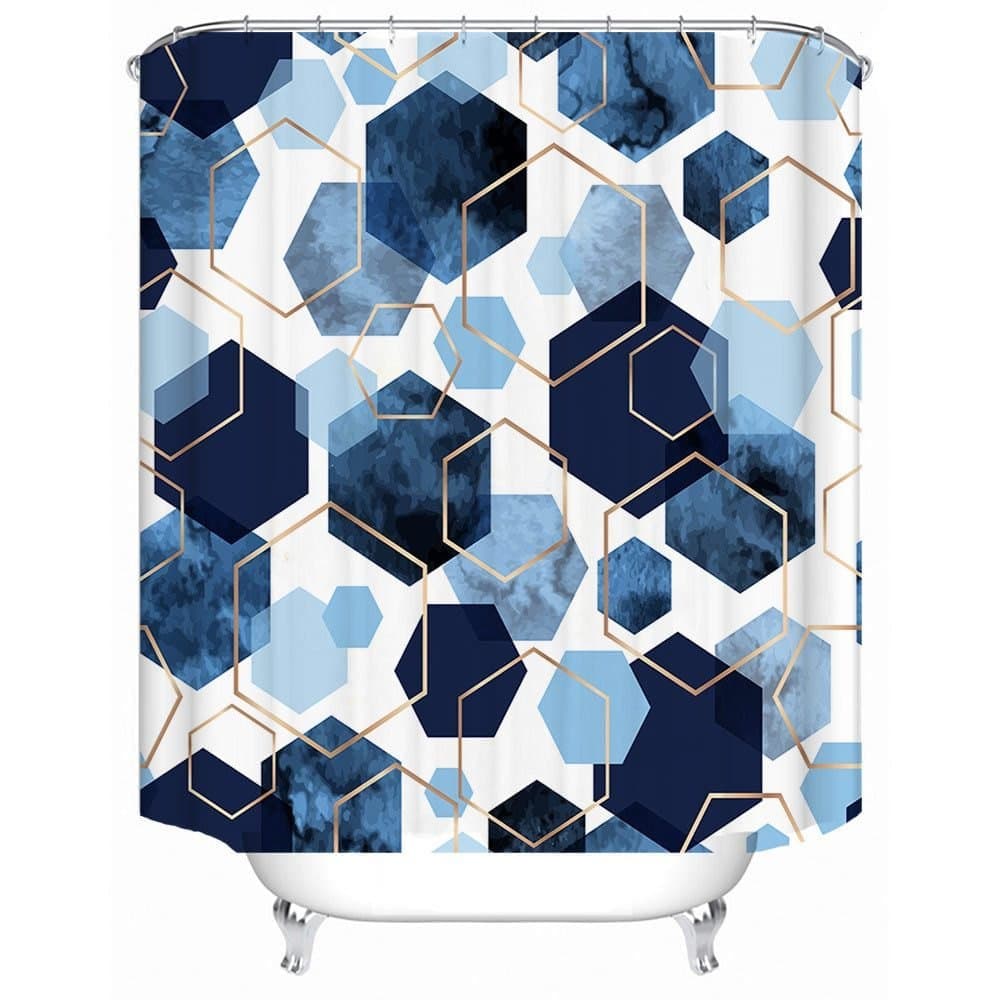 Bohemian Waterproof Mildew Resistant Shower Curtain with Marble Pattern, 72x72 inches V1188-MS-325-1880