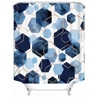Bohemian Waterproof Mildew Resistant Shower Curtain with Marble Pattern, 72x72 inches V1188-MS-325-1880
