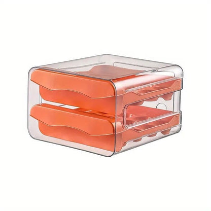 32-pcs XL Egg Storage Container, Transparent Double Layer Egg Holder for Refrigerator, Egg Dispenser, Stacks, V1188-MS-325-1882