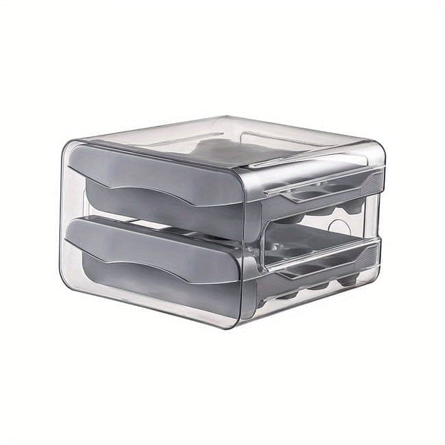 32-pcs XL Egg Storage Container for Refrigerator, Double Layer Transparent Egg Holder Dispenser, Stackable, V1188-MS-325-1883