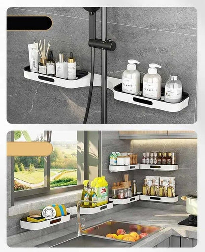 Rotatable Shower Shelf Self-Adhesive Bathroom Storage Shelf, Gray/White V1188-MS-325-1885