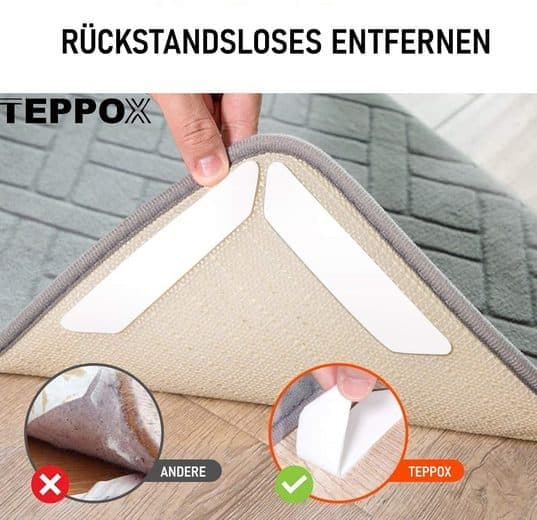 24 Non-Slip Mats Black, Washable and Reusable for Carpets and Floors, 13 x 2.5 cm V1188-MS-325-1886