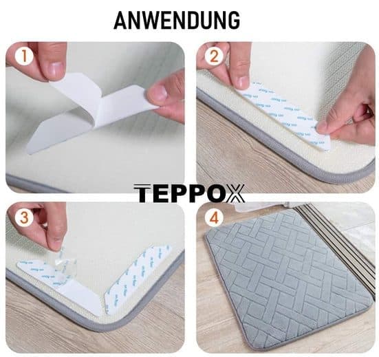 24 Non-Slip Mats Black, Washable and Reusable for Carpets and Floors, 13 x 2.5 cm V1188-MS-325-1886