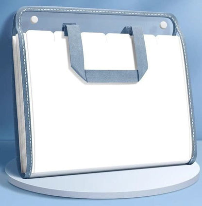 13 Compartments A4 Document Folder, Blue, Waterproof with Snaps, for School and Home, Compatible with Office V1188-MS-325-1888