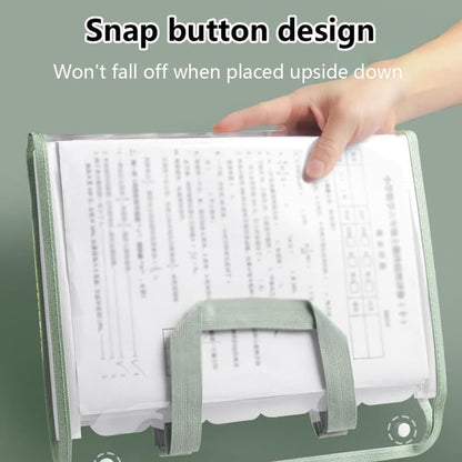 13 Compartments A4 Document Folder, Transparent Waterproof with Snaps, Light Brown, Compatible with Office V1188-MS-325-1889