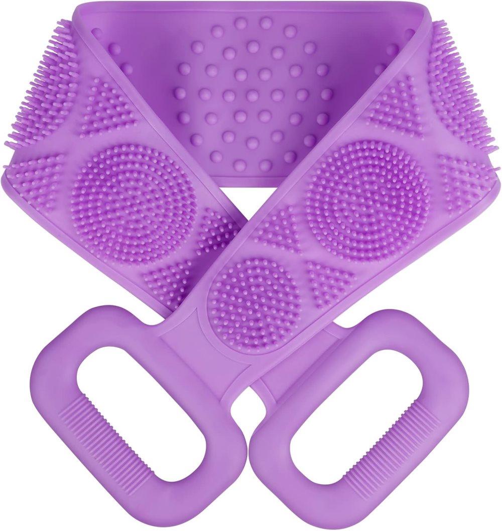 Soft Exfoliating Silicone Body Brush for Women and Men, with Massage Particles, Purple V1188-MS-325-1891