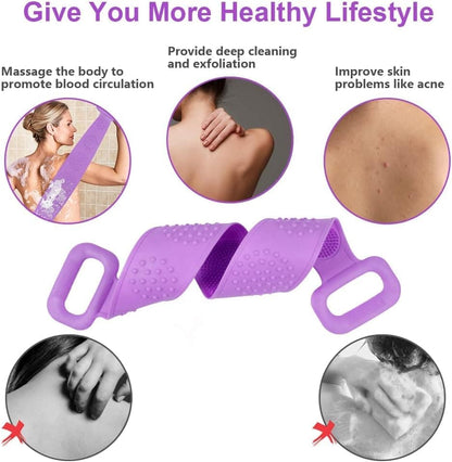 Soft Exfoliating Silicone Body Brush for Women and Men, with Massage Particles, Purple V1188-MS-325-1891