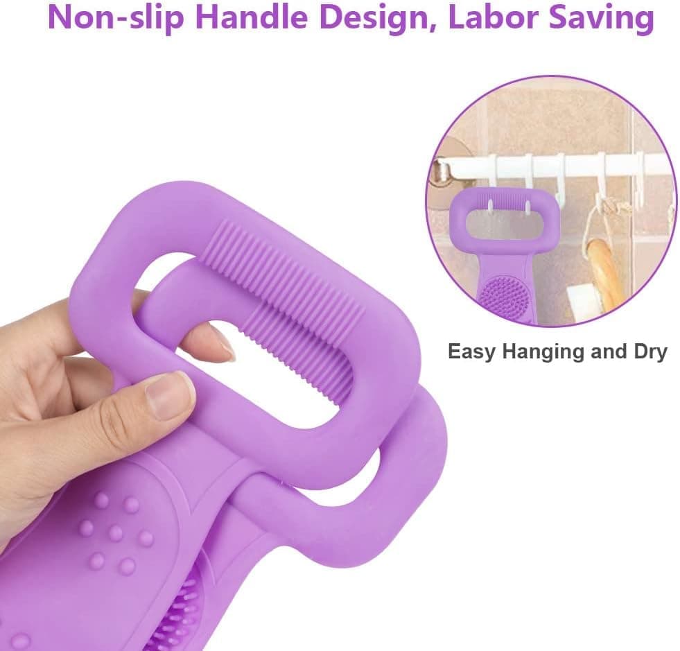 Soft Exfoliating Silicone Body Brush for Women and Men, with Massage Particles, Purple V1188-MS-325-1891