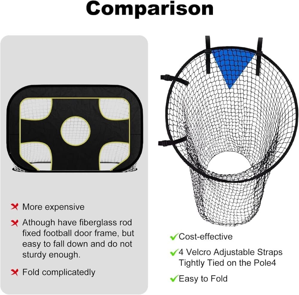 2-Pack Black Soccer Goal Net for Shooting Training, Portable Foldable, for Backyard and Park, 6x4ft V1188-MS-325-1893
