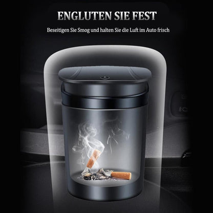 Portable Car Ashtray with Lid, Odorless Automatic Extinguishing & LED Light, Silver V1188-MS-325-1896