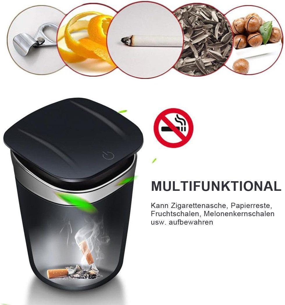 Portable Car Ashtray with Lid, Odorless Automatic Extinguishing & LED Light, Silver V1188-MS-325-1896