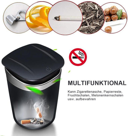 Portable Car Ashtray with Lid, Odorless Automatic Extinguishing & LED Light, Silver V1188-MS-325-1896