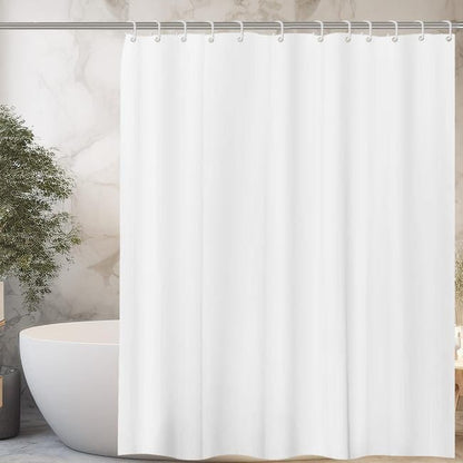 White Waterproof Shower Curtain for Bathroom, 180x180 cm, Mildew Resistant PEVA with 12 Hooks V1188-MS-325-1897
