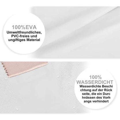 White Waterproof Shower Curtain for Bathroom, 180x180 cm, Mildew Resistant PEVA with 12 Hooks V1188-MS-325-1897
