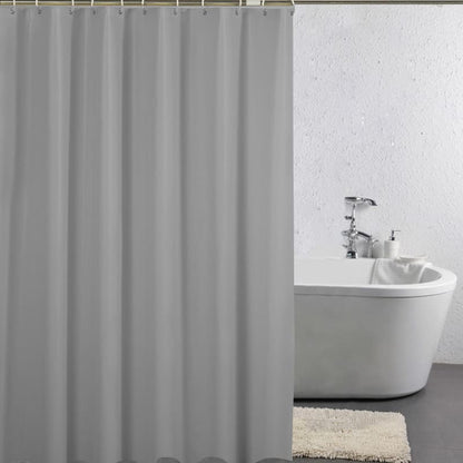 12 Hooks Waterproof Shower Curtain Solid Color Gray, 180x180 cm, Mildew Resistant PEVA for Bathroom V1188-MS-325-1898