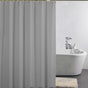 12 Hooks Waterproof Shower Curtain Solid Color Gray, 180x180 cm, Mildew Resistant PEVA for Bathroom V1188-MS-325-1898