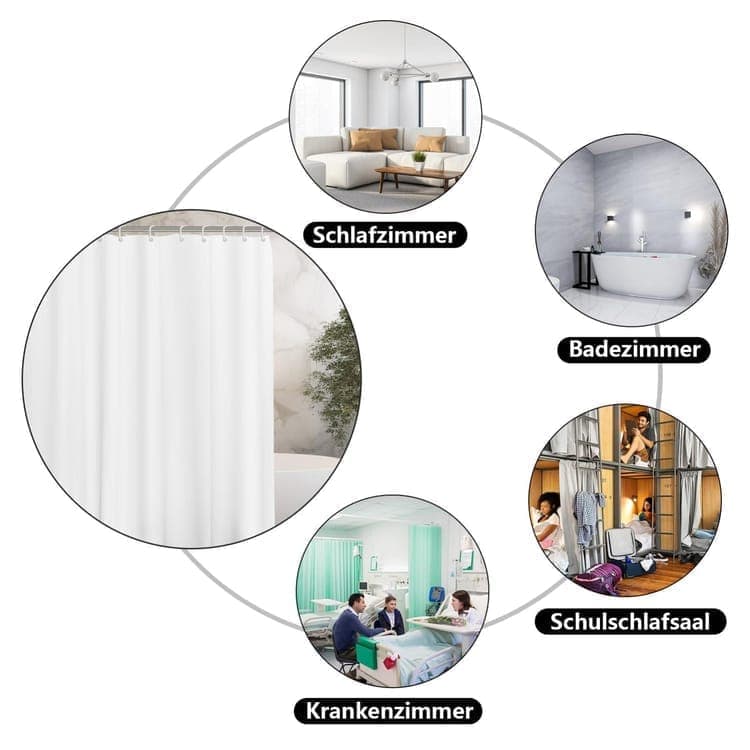 12 Hooks Waterproof Shower Curtain Solid Color Gray, 180x180 cm, Mildew Resistant PEVA for Bathroom V1188-MS-325-1898
