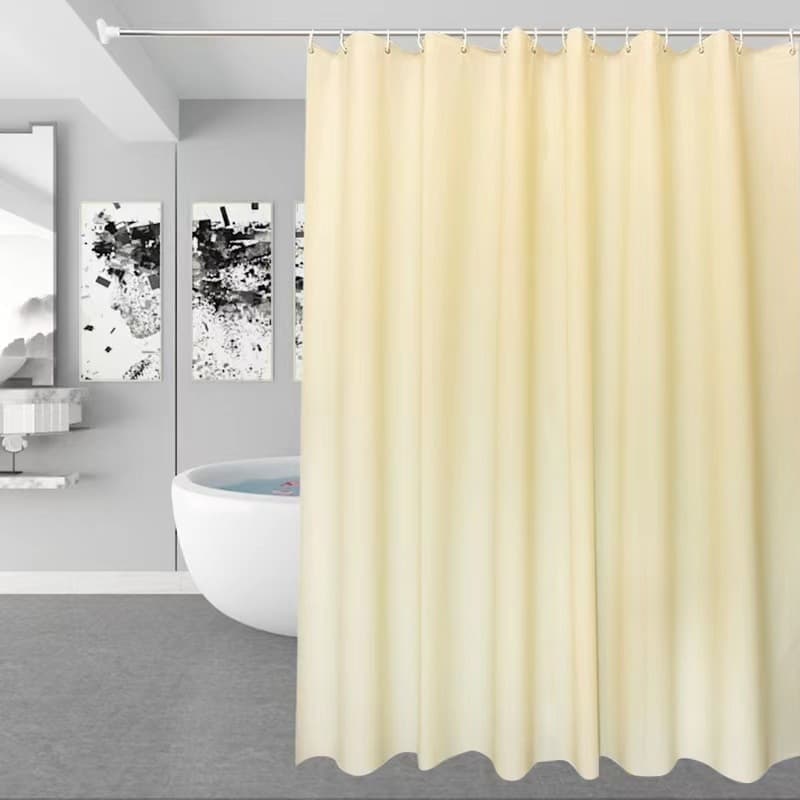 12 Hooks Solid Color Waterproof Shower Curtain for Bathroom, 180x180 cm, Mildew Resistant PEVA, Light Yellow V1188-MS-325-1899