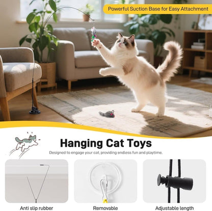 17 Pieces Cat Toy, Interactive Self-Feeding Fishing Toy with Suction Cup V1188-MS-325-1900