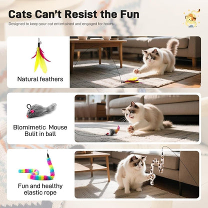 17 Pieces Cat Toy, Interactive Self-Feeding Fishing Toy with Suction Cup V1188-MS-325-1900