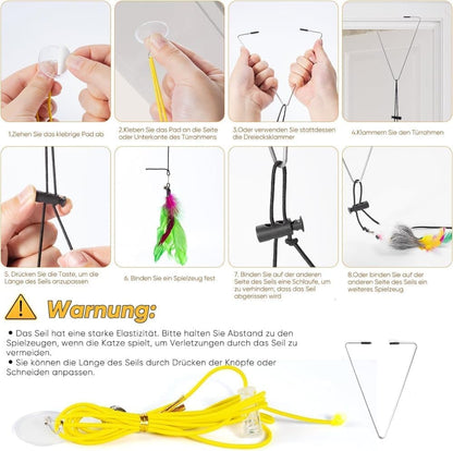 17 Pieces Cat Toy, Interactive Self-Feeding Fishing Toy with Suction Cup V1188-MS-325-1900
