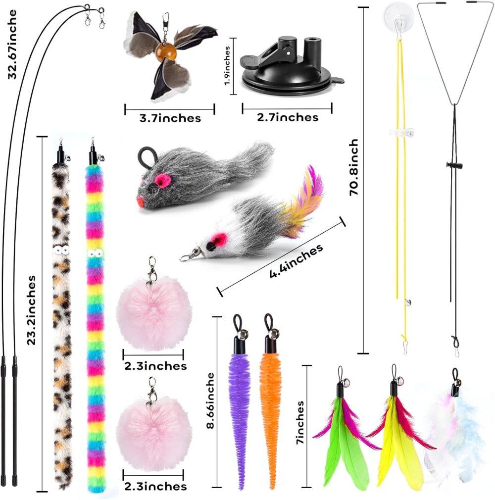 17 Pieces Cat Toy, Interactive Self-Feeding Fishing Toy with Suction Cup V1188-MS-325-1900