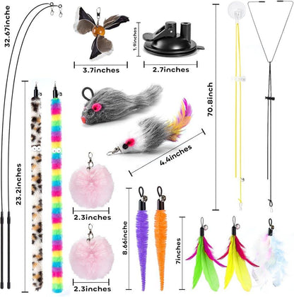 17 Pieces Cat Toy, Interactive Self-Feeding Fishing Toy with Suction Cup V1188-MS-325-1900