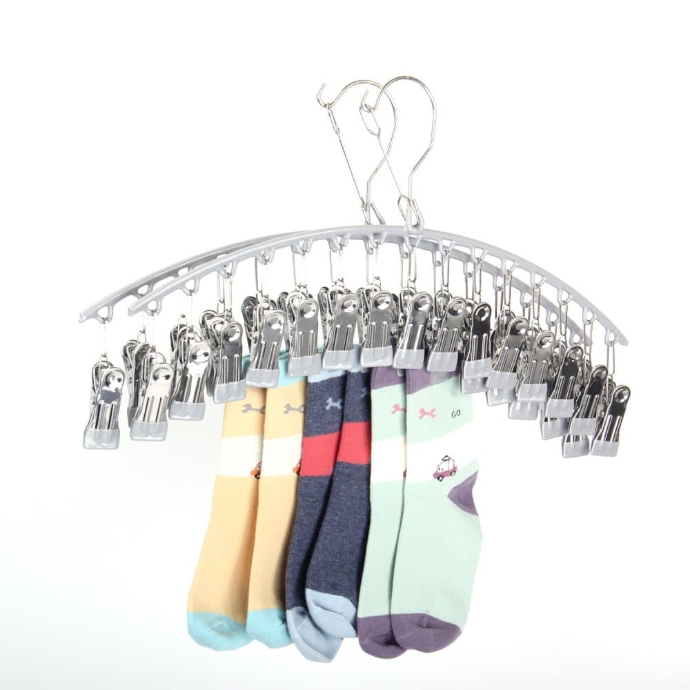 2-Pack Metal Windproof Trouser Skirt Hanger with 15 Clips V1188-MS-325-1901