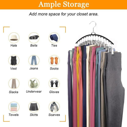 2-Pack Metal Windproof Trouser Skirt Hanger with 15 Clips V1188-MS-325-1901