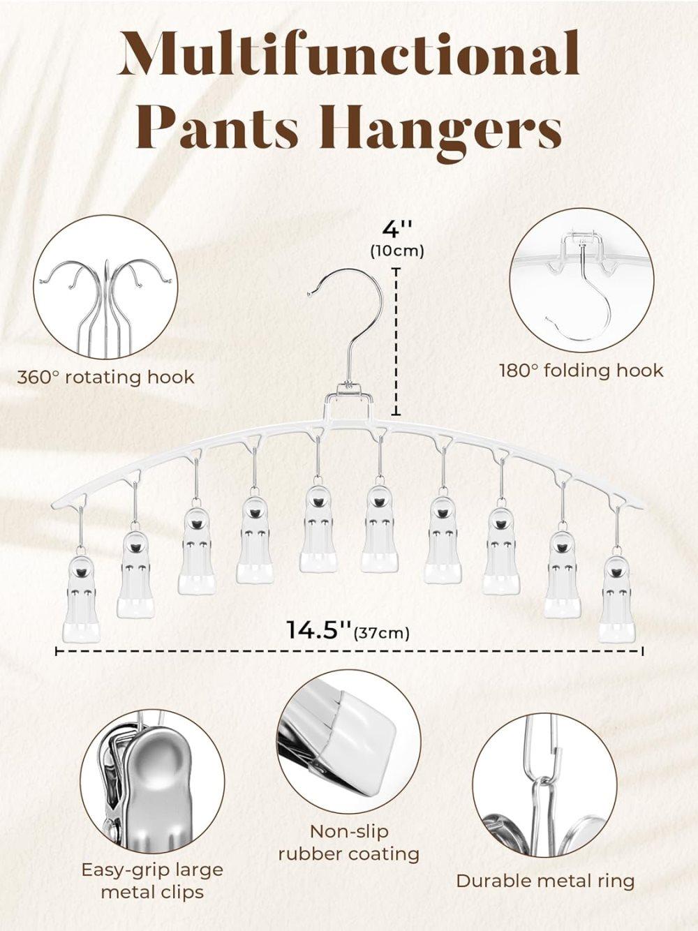 2-Pack Metal Windproof Trouser Skirt Hanger with 15 Clips V1188-MS-325-1901