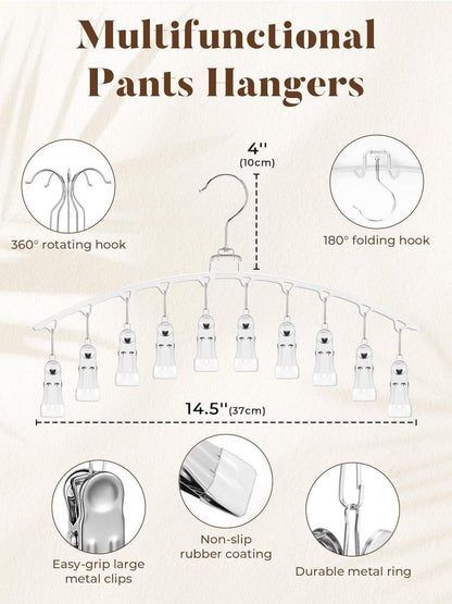 2-Pack Metal Windproof Trouser Skirt Hanger with 15 Clips V1188-MS-325-1901