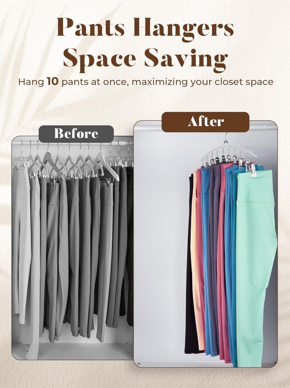 2-Pack Metal Windproof Trouser Skirt Hanger with 15 Clips V1188-MS-325-1901