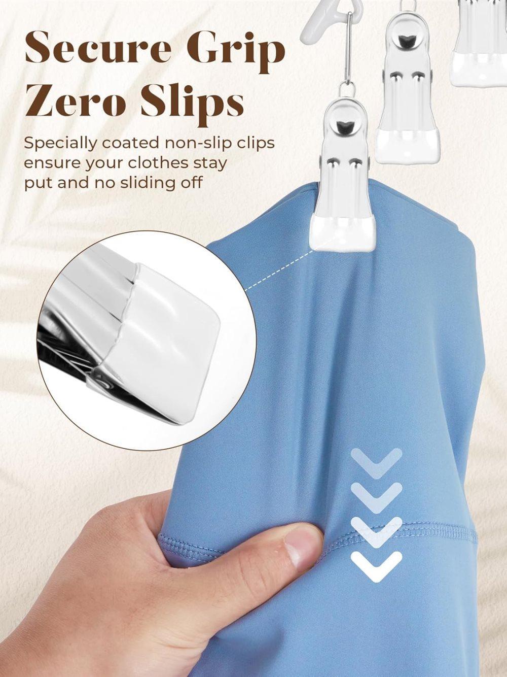 2-Pack Metal Windproof Trouser Skirt Hanger with 15 Clips V1188-MS-325-1901