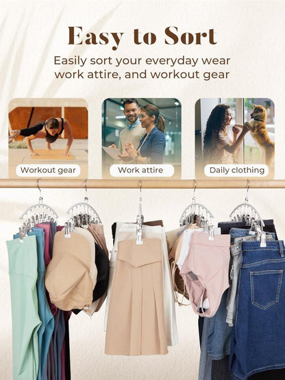 2-Pack Metal Windproof Trouser Skirt Hanger with 15 Clips V1188-MS-325-1901