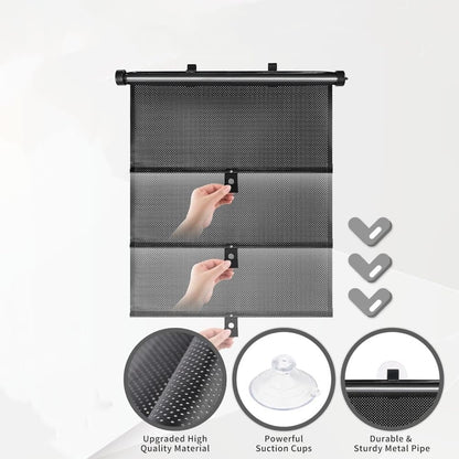 Blackout Curtain with Suction Cups, Removable Window and Car Sunshade, Telescopic Roller Blind, Black and V1188-MS-325-1903