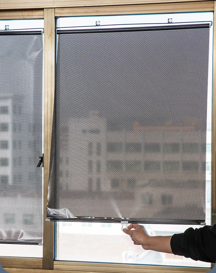 Blackout Curtain with Suction Cups, Removable Window and Car Sunshade, Telescopic Roller Blind, Black and V1188-MS-325-1903