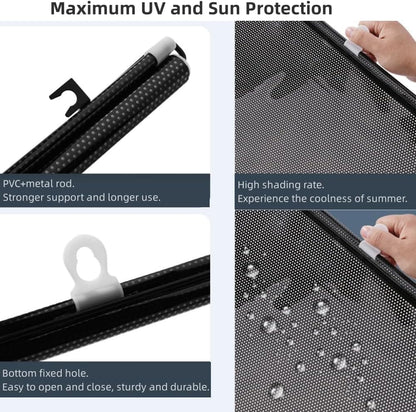 Blackout Curtain with Suction Cups, Removable Window and Car Sunshade, Telescopic Roller Blind, Black and V1188-MS-325-1903