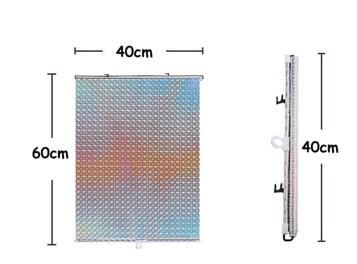 Blackout Curtain with Suction Cups, Removable Window and Car Sunshade, Telescopic Roller Blind, Black and V1188-MS-325-1903